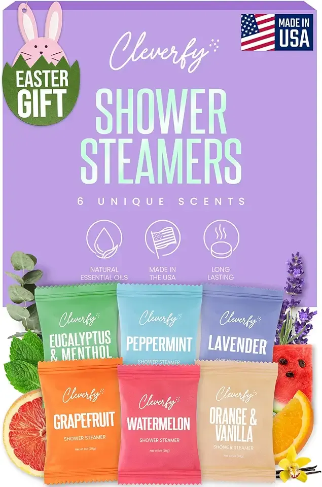 Cleverfy Shower Steamers Aromatherapy - Easter Basket Stuffers for Teens and Adults - Easter Gifts for Women and Men, Girls and Boys - Mothers Day Gifts for Mom - 6 Tablets