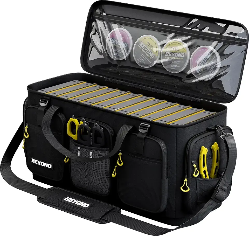 Beyond Fishing Hauler Tackle Bags - Water Resistant With Hard Molded Bottom - Perfect for Fresh Water & Salt Water Fishing Tackle Storage - Holds Tackle Boxes and Fishing Gear