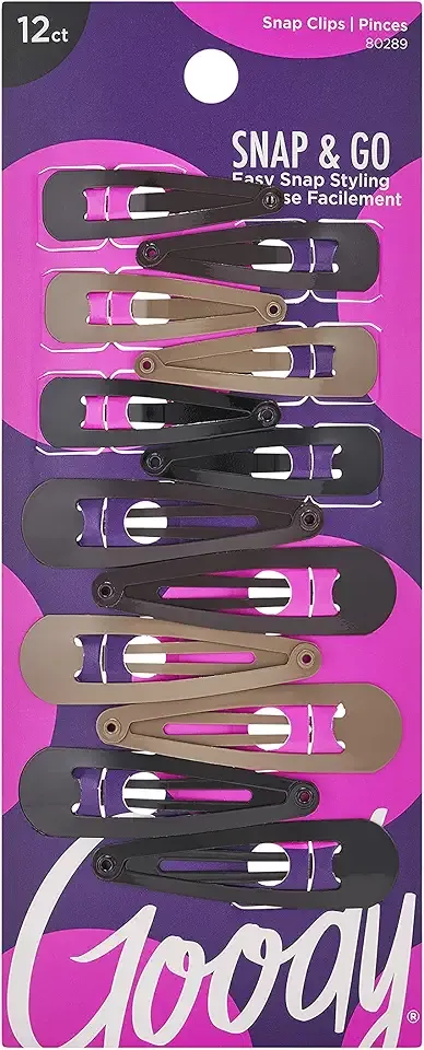 Goody Metal Contour Hair Snap Clips - 12 Count, Assorted Colors - Just Snap Into Place - Suitable for All Hair Types - Pain-Free Hair Accessories for Women and Girls - All Day Comfort