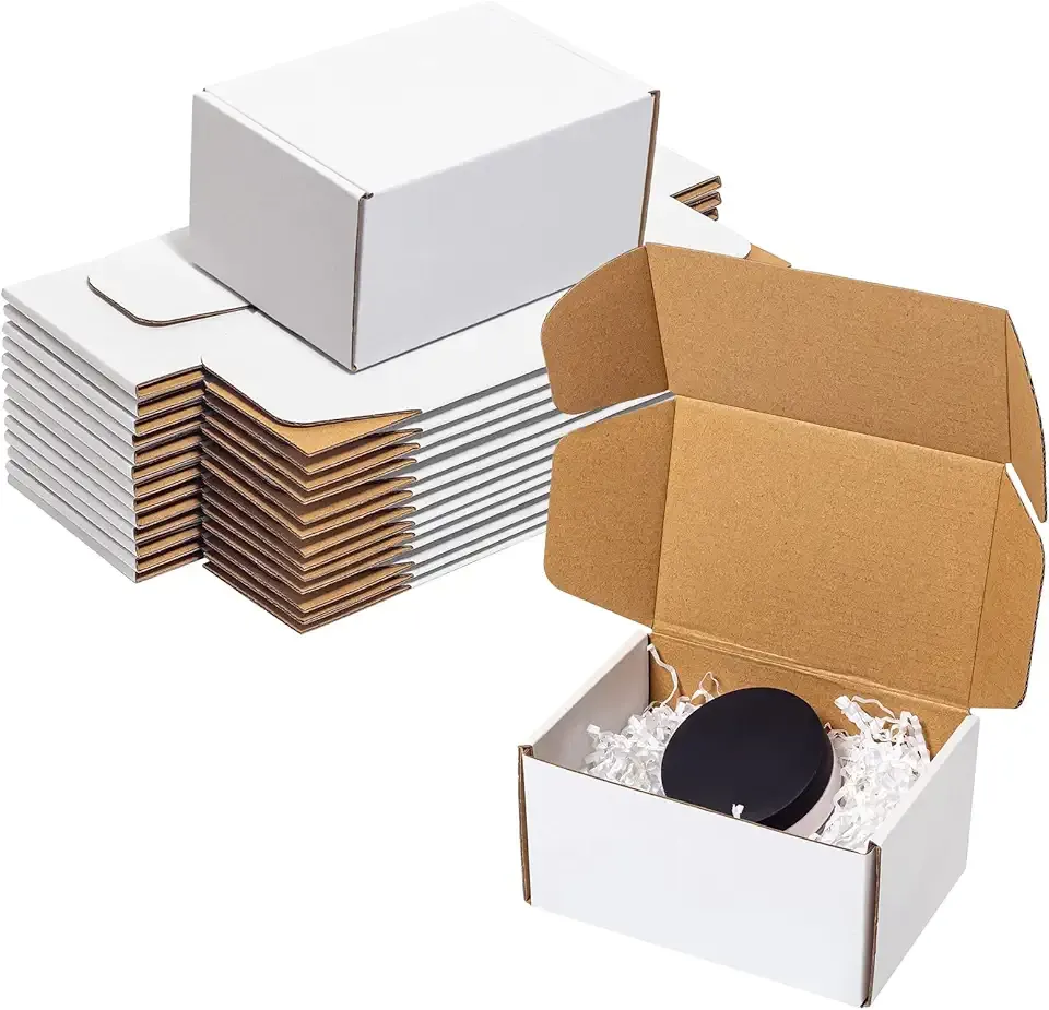 Wowxyz White Shipping Boxes 6x4x3" 25 Pack - Corrugated Cardboard Mailing Boxes for Small Business - Literature Mailer Packaging Supplies