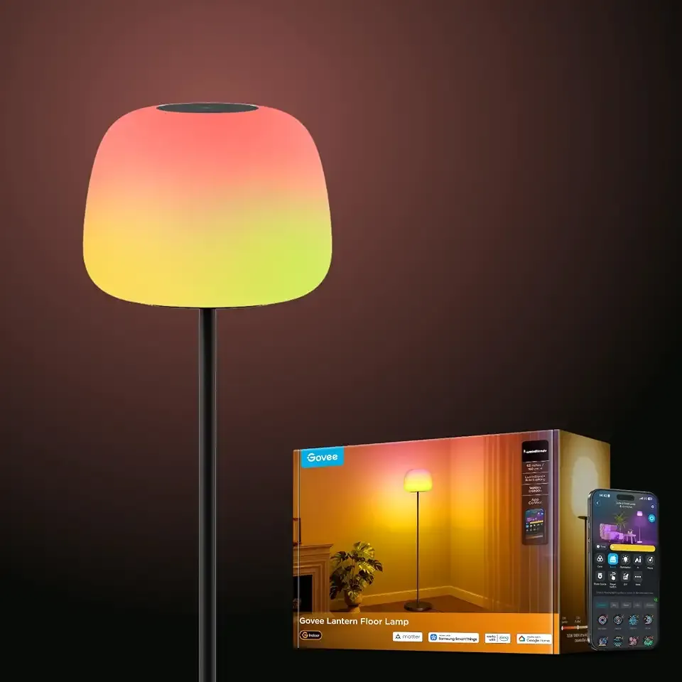 Govee Lantern Floor Lamp, Halo Gradient RGBIC Smart Corner Lamp for Bedroom