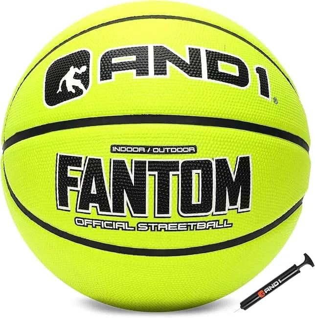 AND1 Fantom Graffiti Basketball: Official Regulation Size 7 (29.5 inches) - Deep Channel Construction Streetball, Made for Indoor Outdoor Games