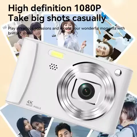 4K Digital Camera A15 44MP HD 1080P Camera Portable Travel Selfie Camera Front Facing Mini Digital Cam for Photography Vlogging