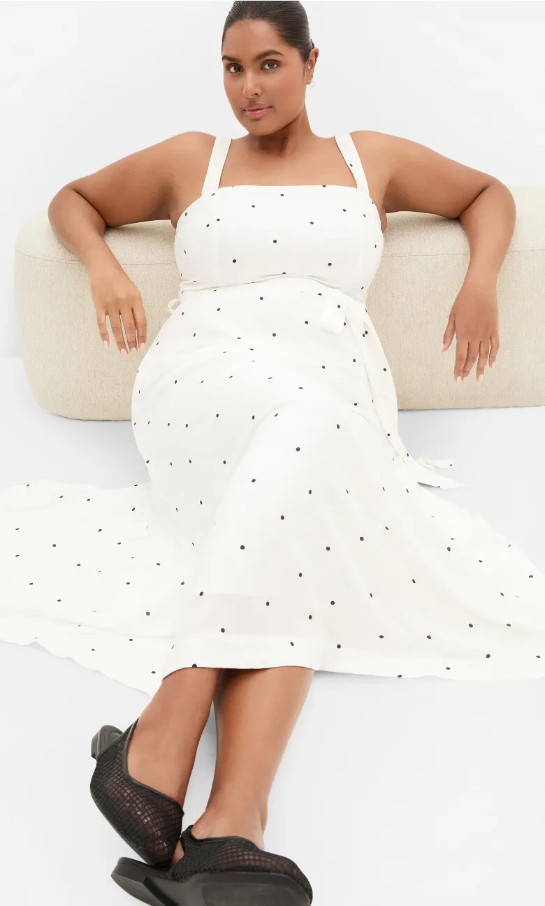 Lola Spot A-Line Maxi Dress - ivory