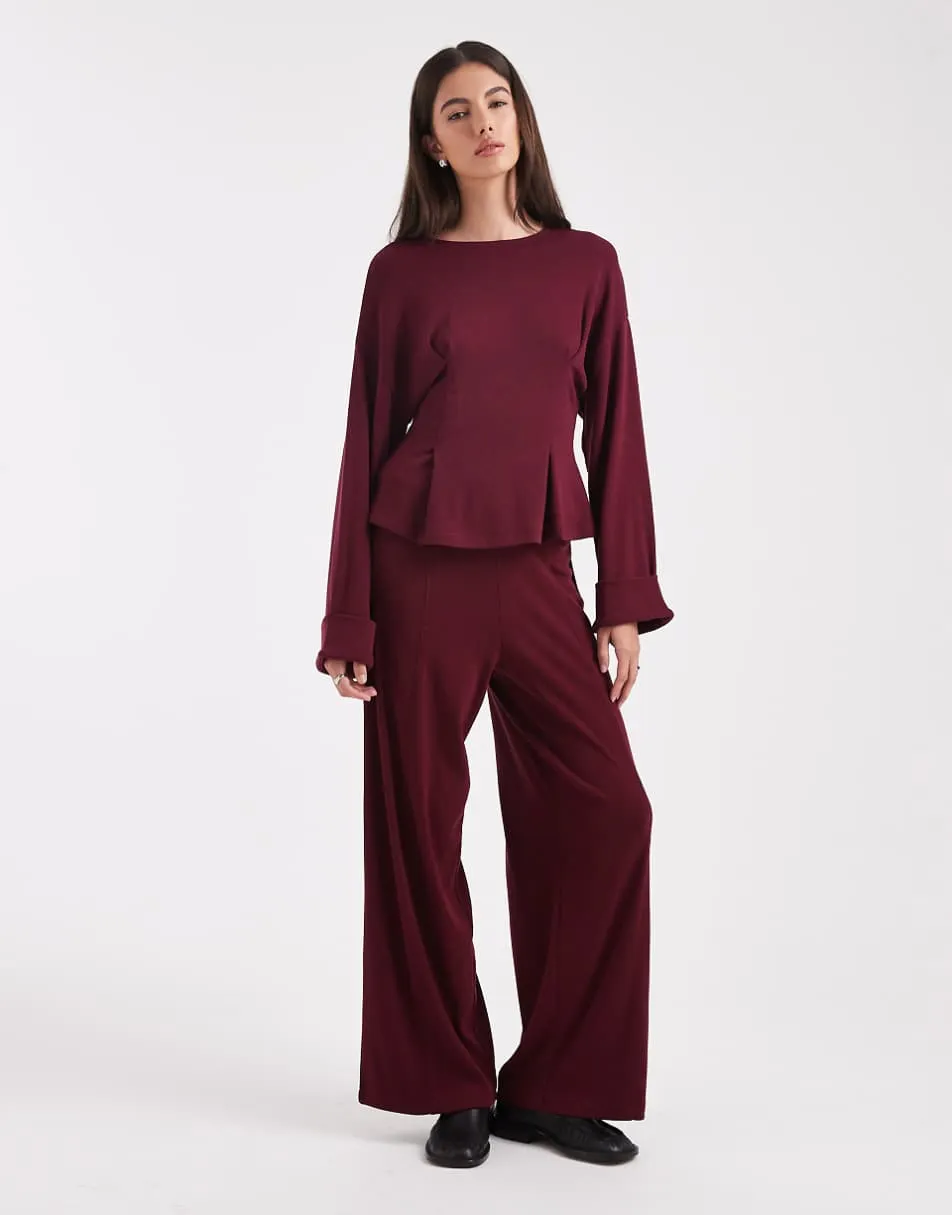 ASOS DESIGN fine knitted co-ord in dark cherry