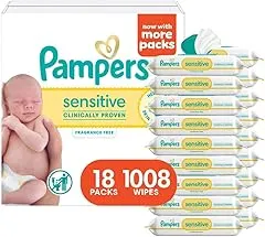 Pampers Sensitive Baby Wipes, Water B…