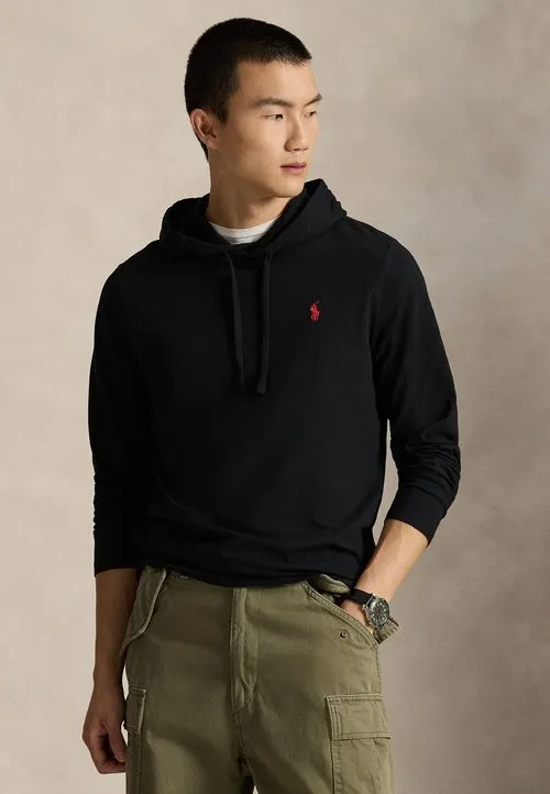 JERSEY HOODED T-SHIRT - Hoodie - black