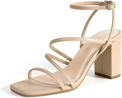 DREAM PAIRS Women's Heels Chunky Block Strappy Squar…
