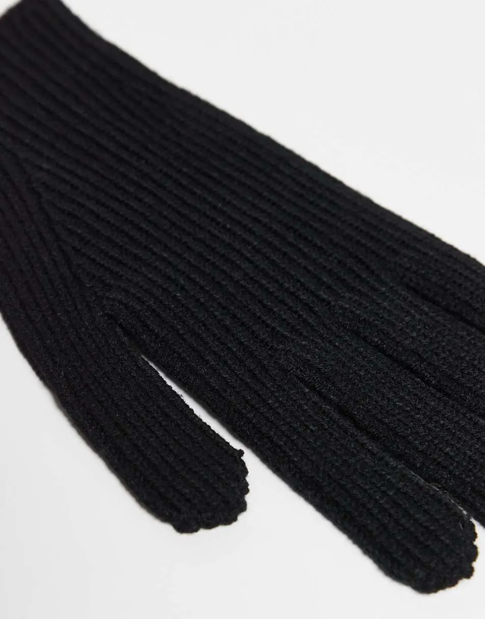 ASOS DESIGN knitted gloves in black