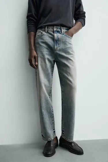 STRAIGHT-LEG COTTON-HEMP JEANS