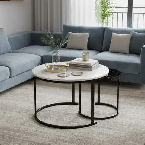 Mesa de Centro Redpau Blanco/Negro 60x60x51 cm