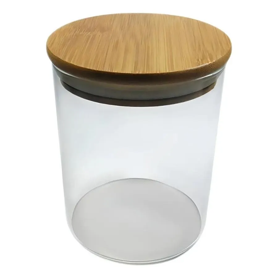Frasco de Vidrio Otten SY-R1020 800 ml Tapa Bambú 10x12 cm
