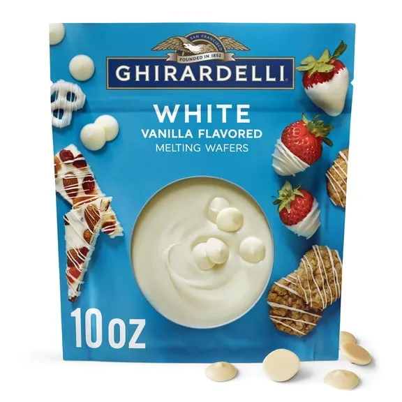 Ghirardelli White Vanilla Flavored Melting Wafers, 10 OZ Bag