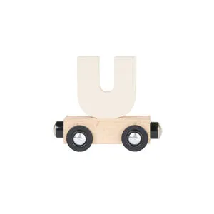 Lettre "U" wagon en bois - bleu