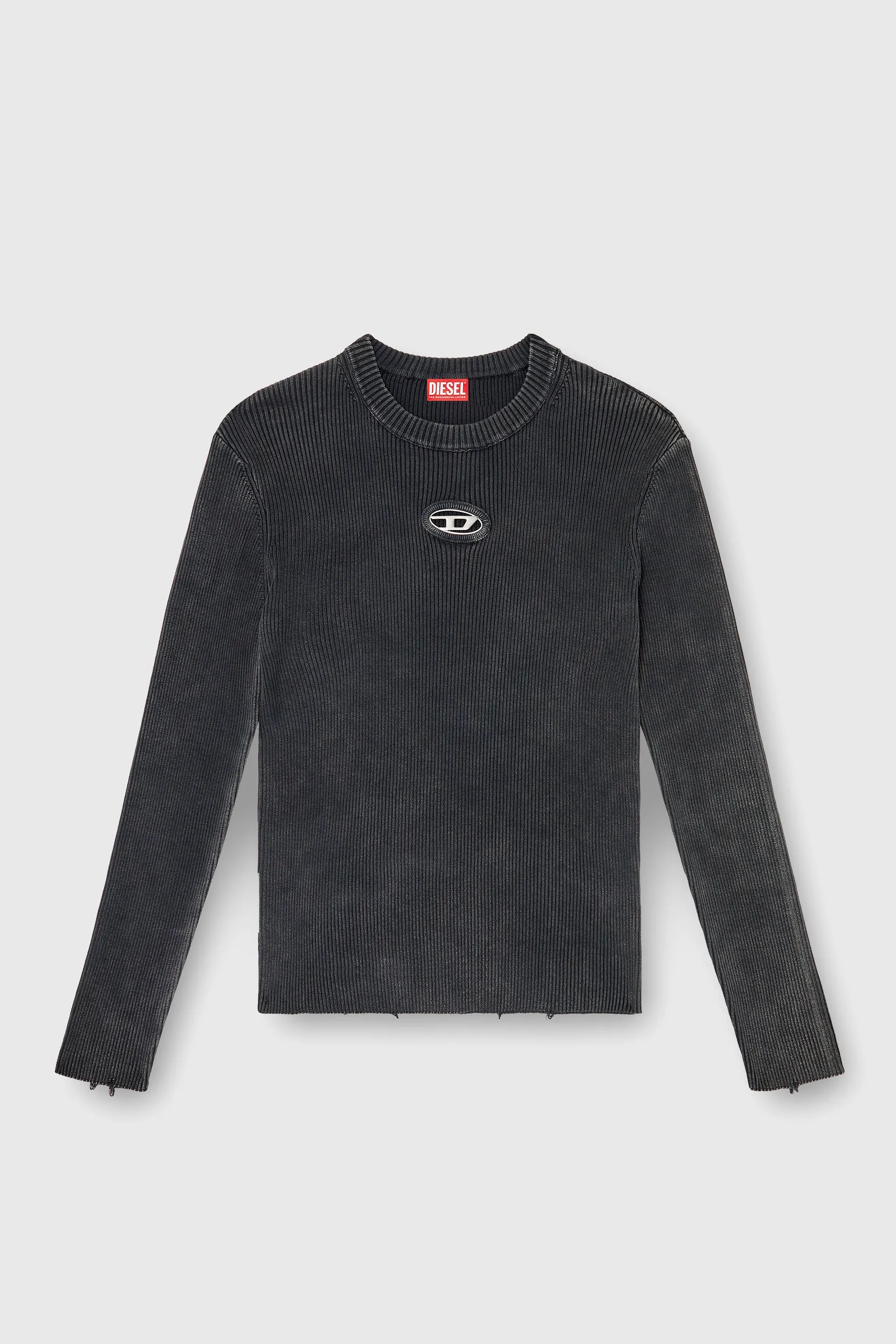 Distressed jumper with cut-out logo