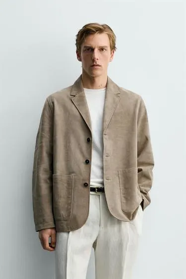 REGULAR FIT SUEDE LEATHER BLAZER
