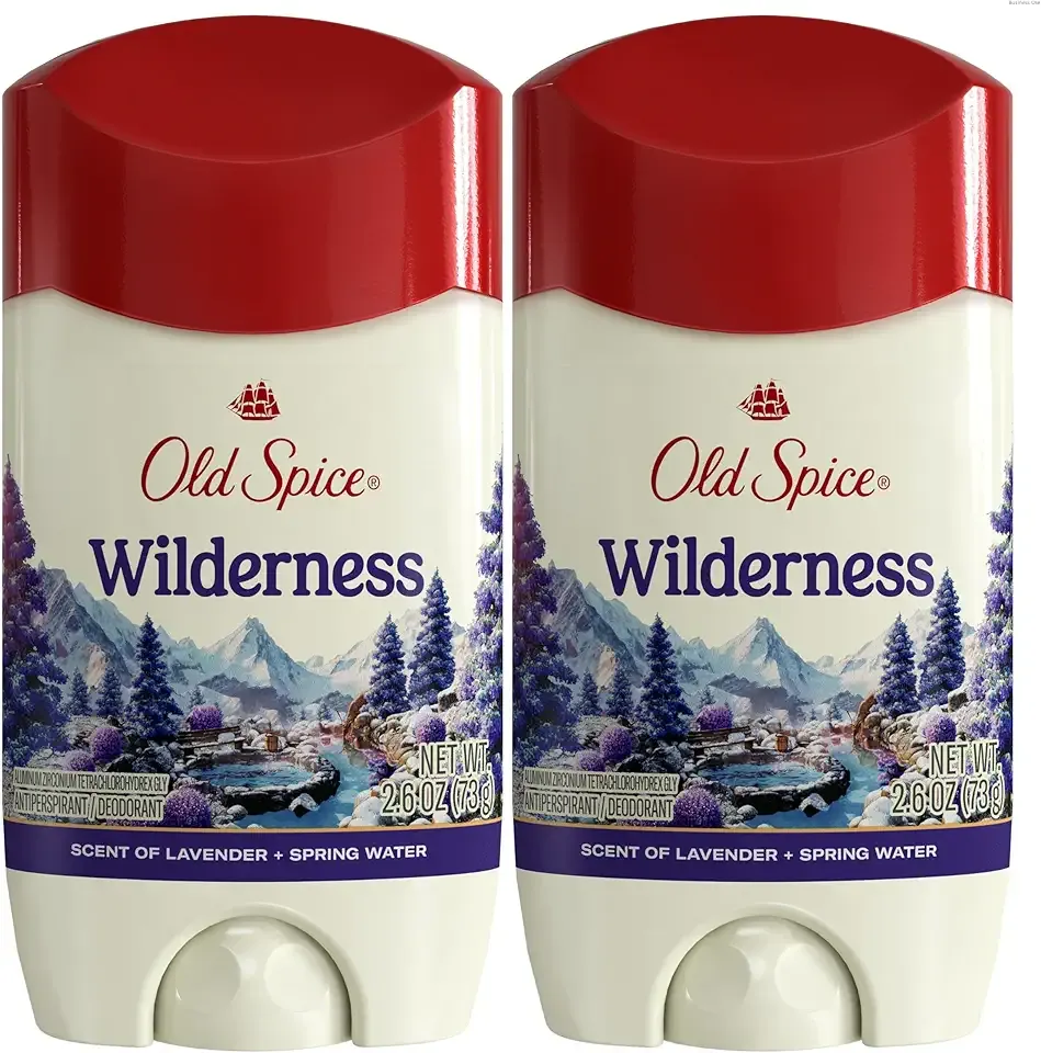 Old Spice Dry Feel Antiperspirant Deodorant for Men, 24/7 Sweat & Odor Protection, Gentle on Skin with Skin Conditioners, Wilderness with Lavender + Spring Water Scent, 2.6 oz (Pack of 2)