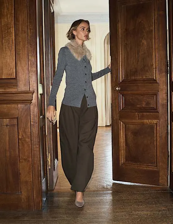 Pure Cotton Cargo Barrel Leg Trousers