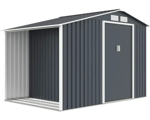 Plechový zahradní domek Rojaplast Luke A-2 268 x 181 cm tmavě šedý