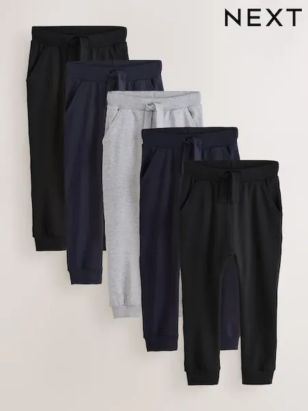 Black/Navy/Grey Skinny Fit Joggers 5 Pack (3mths-7yrs)
