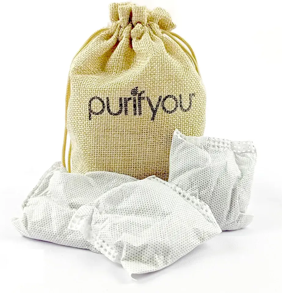 100% Natural Bamboo Charcoal Air Purifying Bag - Set of 12 Carbon Filters, Deodorizer Bags, Odor Absorber for Diaper Pail, Trash, Shoes, Closets, Cars, Fridge, Pets House, Kitchen, Home by purifyou
