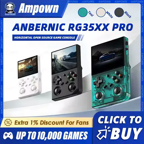 ANBERNIC RG35XX PRO Video Game Consoles 3.5'' IPS Screen TV Output RixelHK Downloader Streaming Handheld Game Players Kid Gifts