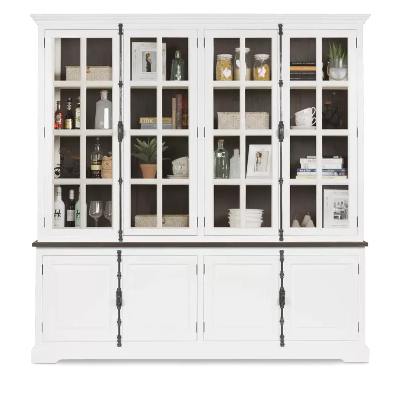 Vitrinekast (216cm - espagnolet) Lakewood - Clear/Mindi Donkerbruin