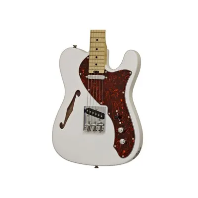 ARIA TEG-TL WHITE THINLINE SEMI HOLLOW TE-STYLE ELEC GUITAR - TOTOISE SHELL PICKGUARD