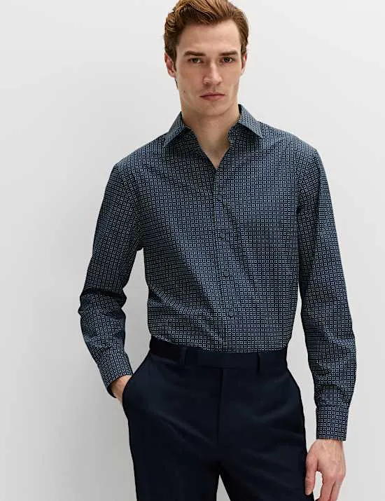 Regular Fit Easy Iron Cotton Blend Shirt