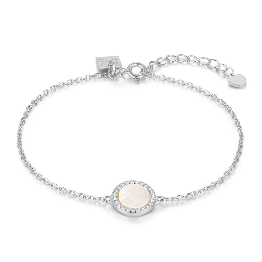 Armband in zilverkleurig zilver, parel met zirkonia