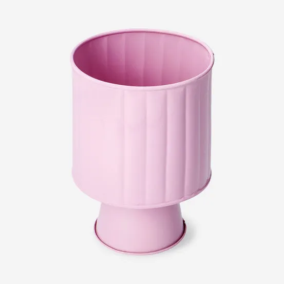 Forhøyet rosa metallpotte - 12 cm
