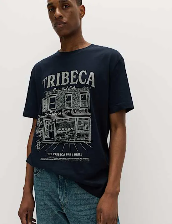 T-Shirt aus reiner Baumwolle mit Tribeca-Grafik