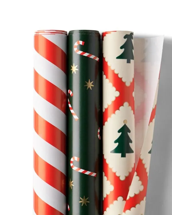 cadeaupapier 200x50cm kerst - 3 stuks