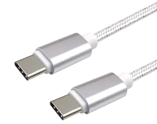 Datový kabel Type-C - Type-C/1m/nylon braided/3A bílá