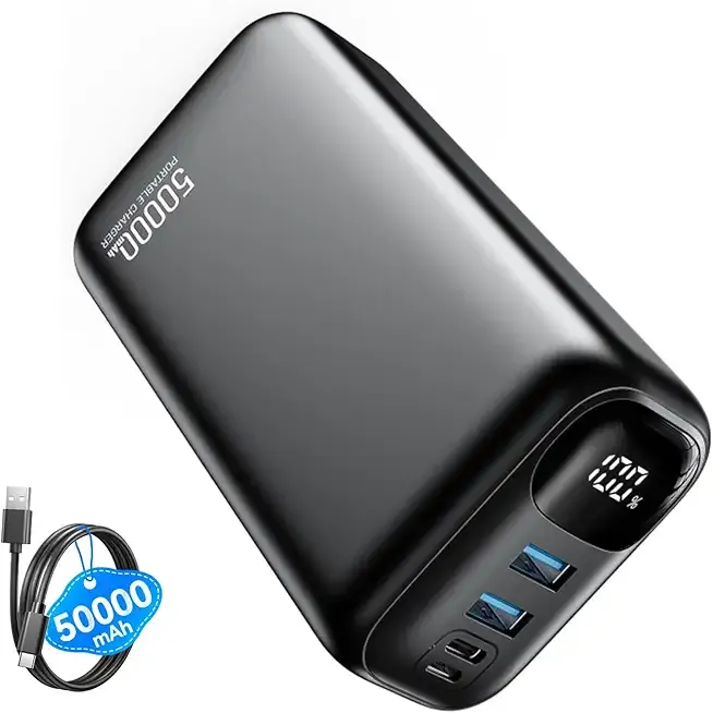 PIFFA Portable Charger Power Bank - 50000mAh Battery Pack, 22.5W Fast Charging Powerbank,Travel Essential for Portable Phone Charger, USB-C Phone Charger for iPhone 17/16/15/14/13 Samsung Google-Dark