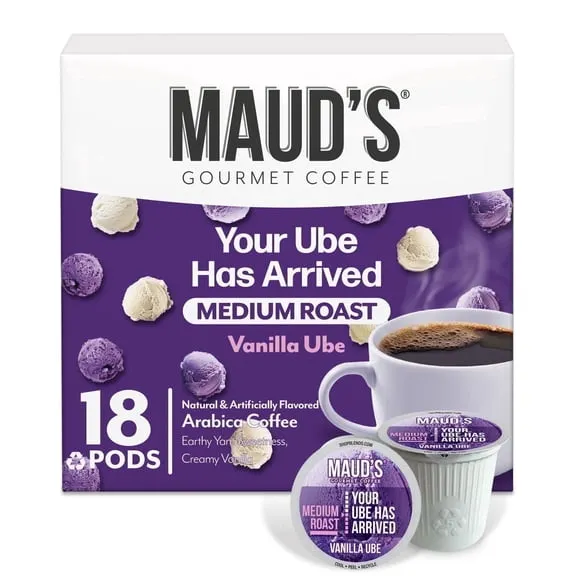 Maud's Vanilla Ube Flavored Coffee Pods, 18 ct, Medium Roast Flavored Coffee in Single Serve Pods 100% Arabica Coffee, Compatible with Keurig K Cups Maker $14.45