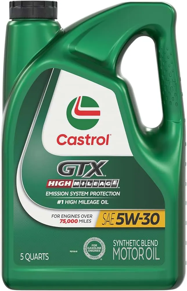 Castrol GTX High Mileage 5W-30 Synthetic Blend Motor Oil, 5 Quarts