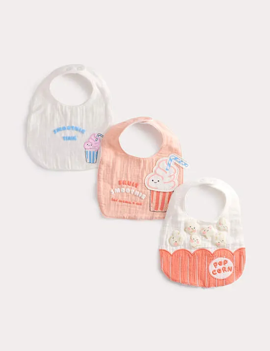 3 Pack Cotton Rich Ice Cream Bibs