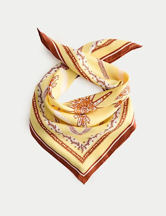 Pure Silk Twill Printed Square Scarf