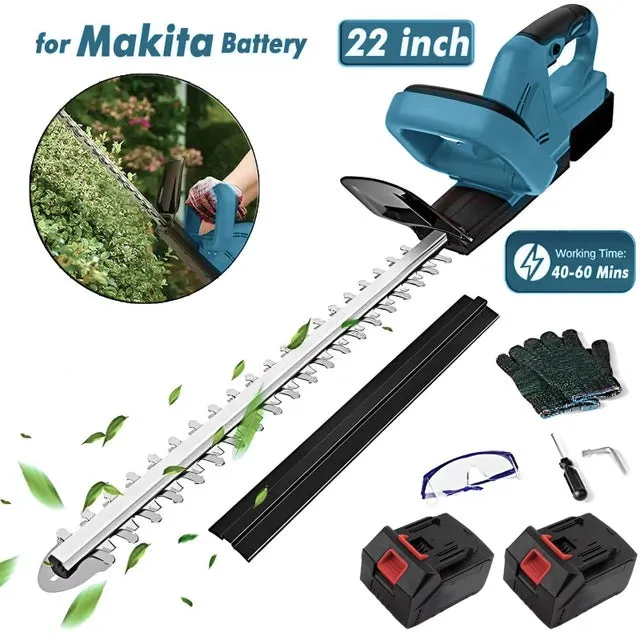 OBOSOE Tagliasiepi elettrico a batteria da 21 V, lame a doppia azione da 22 pollici, capacità di taglio di 3/5 pollici,compatibile con batteria da 18V