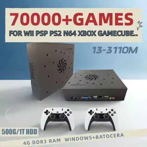 Super Game Console X8 Pro 70000+ Games I3-3110M For Wii PS2 DC PSP GAMECUBE 500G Loaded Console Windows 11and Batocera