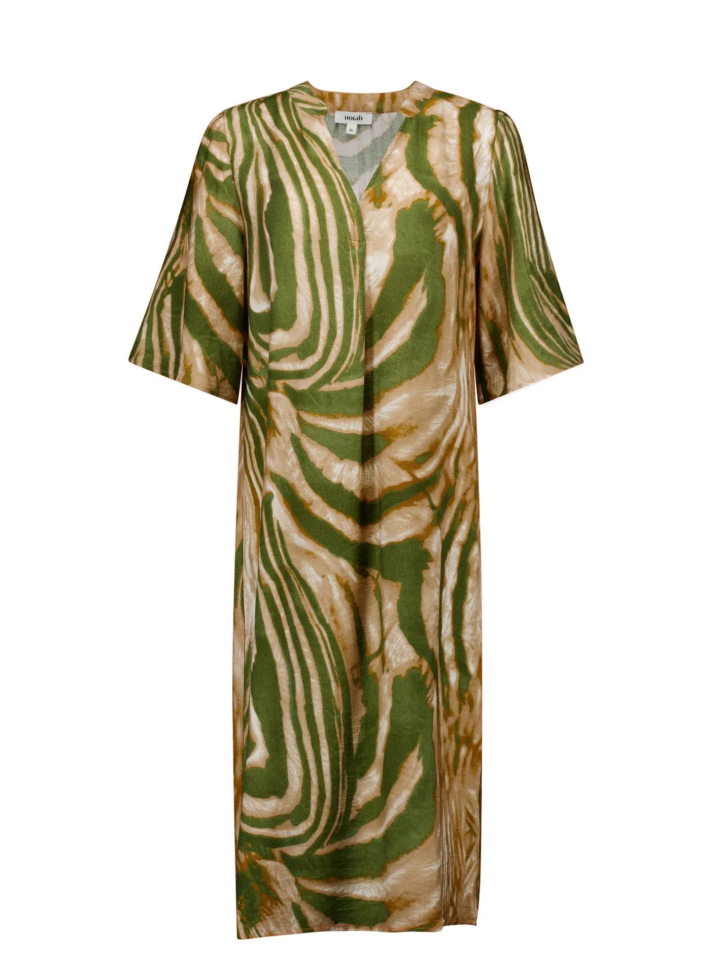 Groene midi jurk met grafische print
