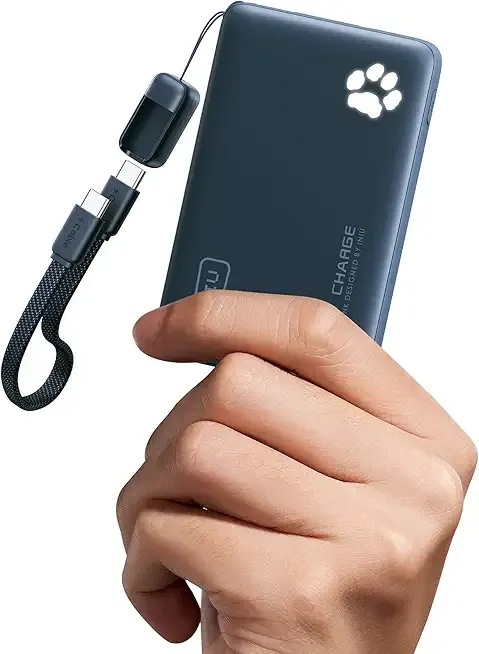 INIU 10000mAh 45W Fast Charging Portable Charger, Smaller Travel Power Bank | Flight-Safe, Detachable USB C Cable, Travel Essential, External Battery Phone Pack for iPhone 17 Samsung S26 iPad etc, Blue