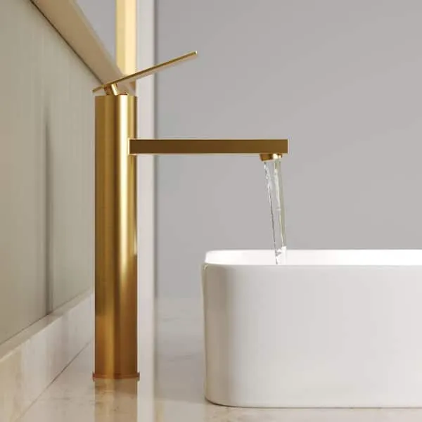 GRANDJOY 12 in.​ Single Handle Single Hole Bathroom Faucet with Pop-​Up Drain and Spot Resistant 1.​2 GPM in Brushed Gold
