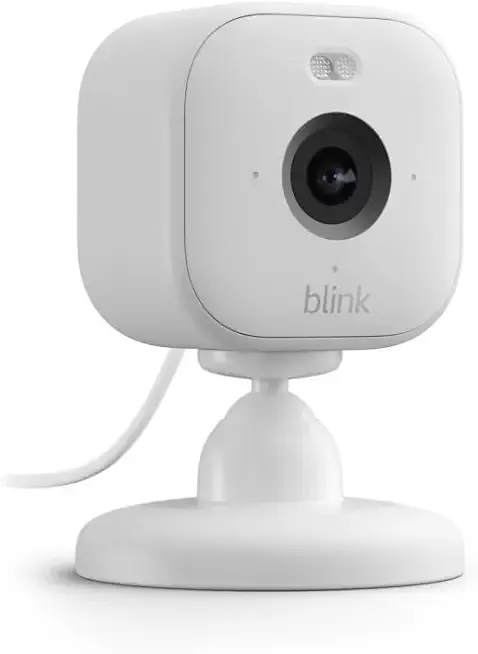 Blink Mini 2 — Home Security & Pet Camera with HD video, color night view, motion detection, two-way audio, and built-in spotlight — 1 camera (White)