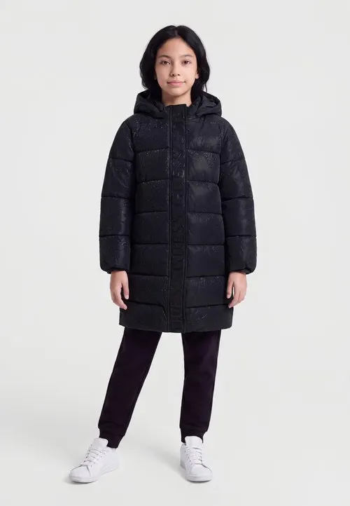 JUNIOR HOODED LONG PUFFER - Vinterkåpe / -frakk - jet black