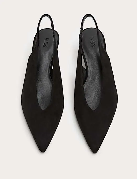 Kitten Heel Pointed Slingback Shoes