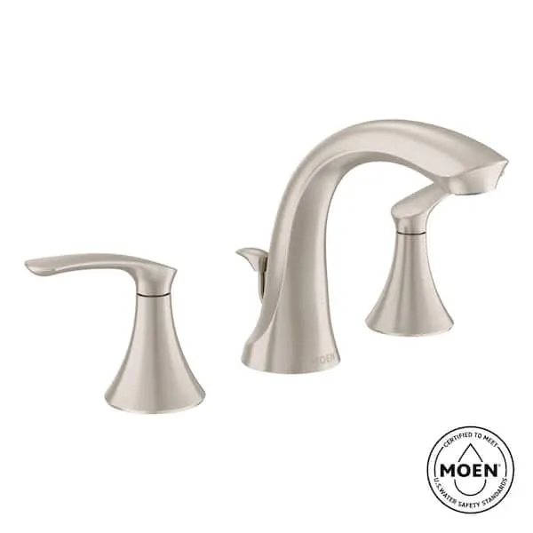 MOEN Darcy 8 in.​ Widespread 2-​Handle High-​Arc Bathroom Faucet in Spot Resist Brushed Nickel