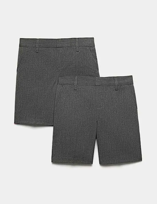 2 Pack Boys' Plus Size School Shorts (4-15 Yrs)