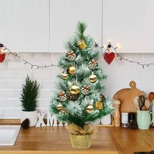 Mini árbol de Navidad, árbol artesanal de PVC, árbol de Navidad artificial con piñas, decoración navideña para interior y exterior, 60 cm